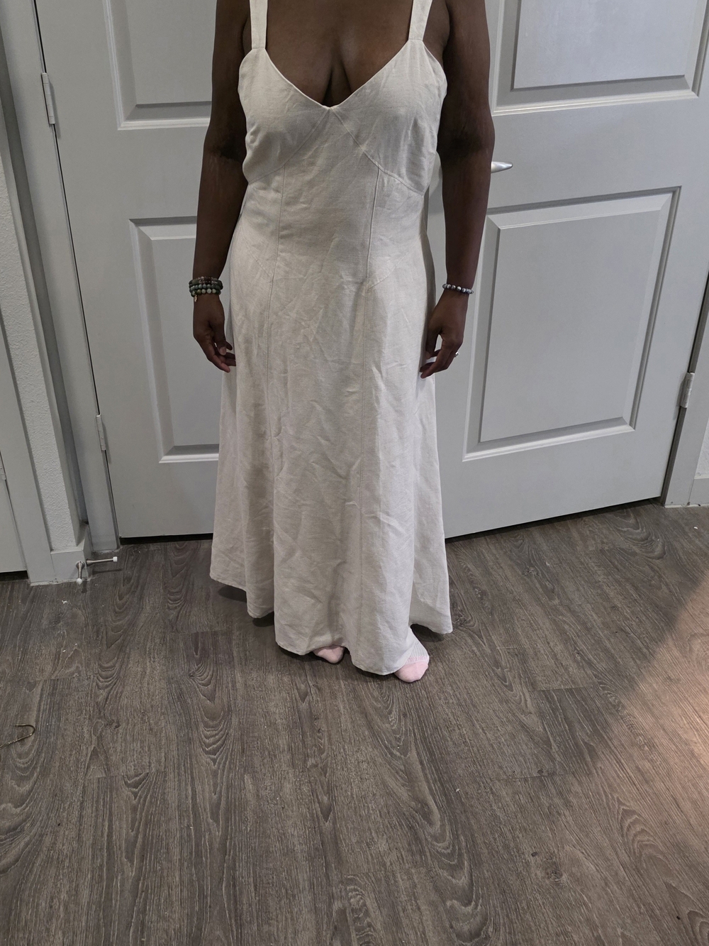 LOFT Cream Linen Maxi Dress